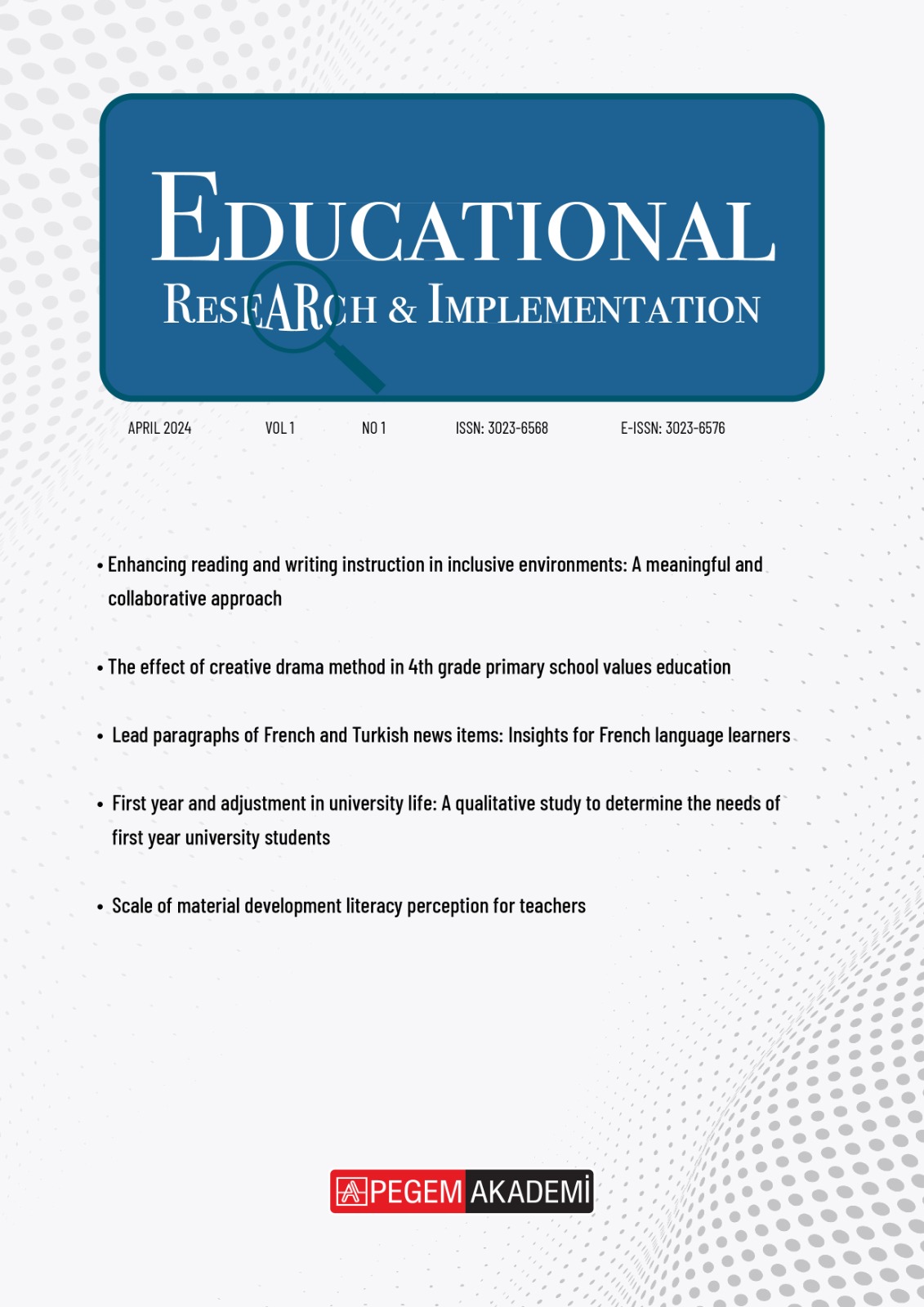 					View Volume: 1 Issue: 1 (2024): Educational Research & Implementation
				